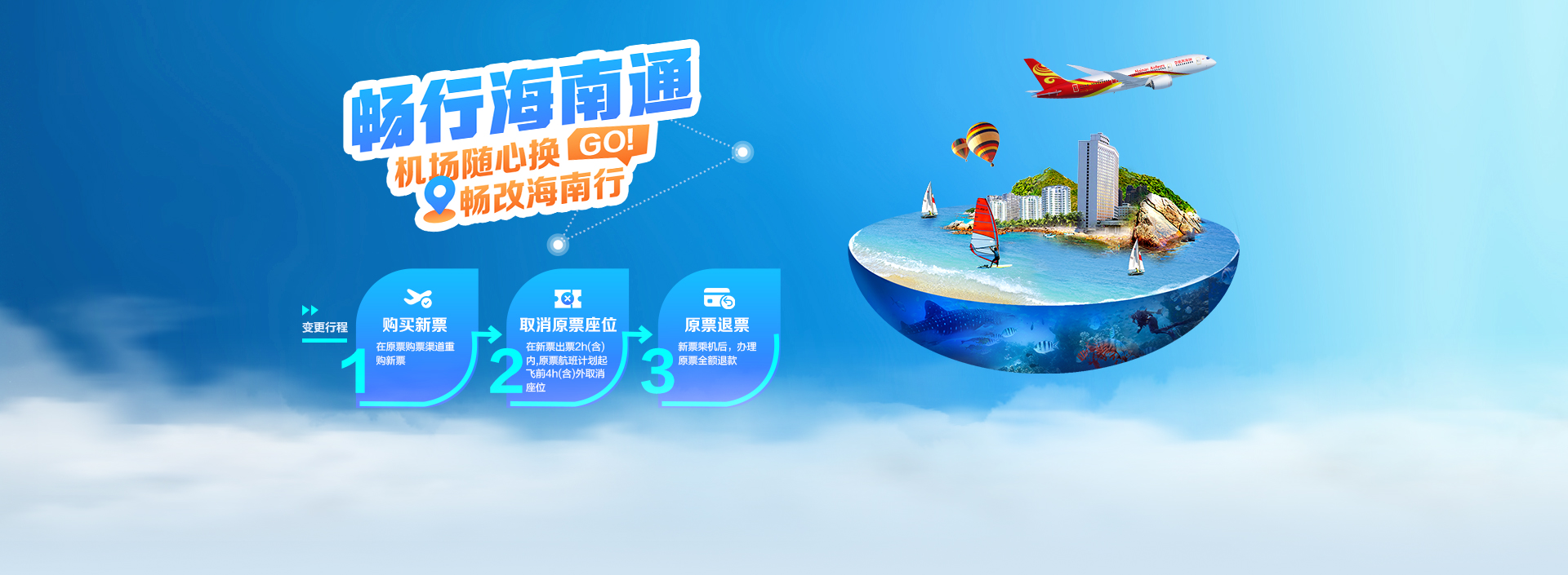 海南航空 海南通 机场随心换 畅改海南行